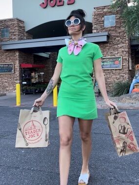 VTG Vintage Green Short Sleeve Shift Dress